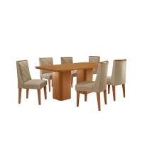Mesa De Jantar Eloise Tampo Laminado Com 6 Cadeiras Isadora Turim 07 Naturale - 1