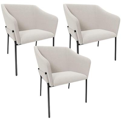 Kit 3 Cadeiras Para Sala De Jantar Estar Living Olívia L02 Bouclê Cru - Lyam Decor