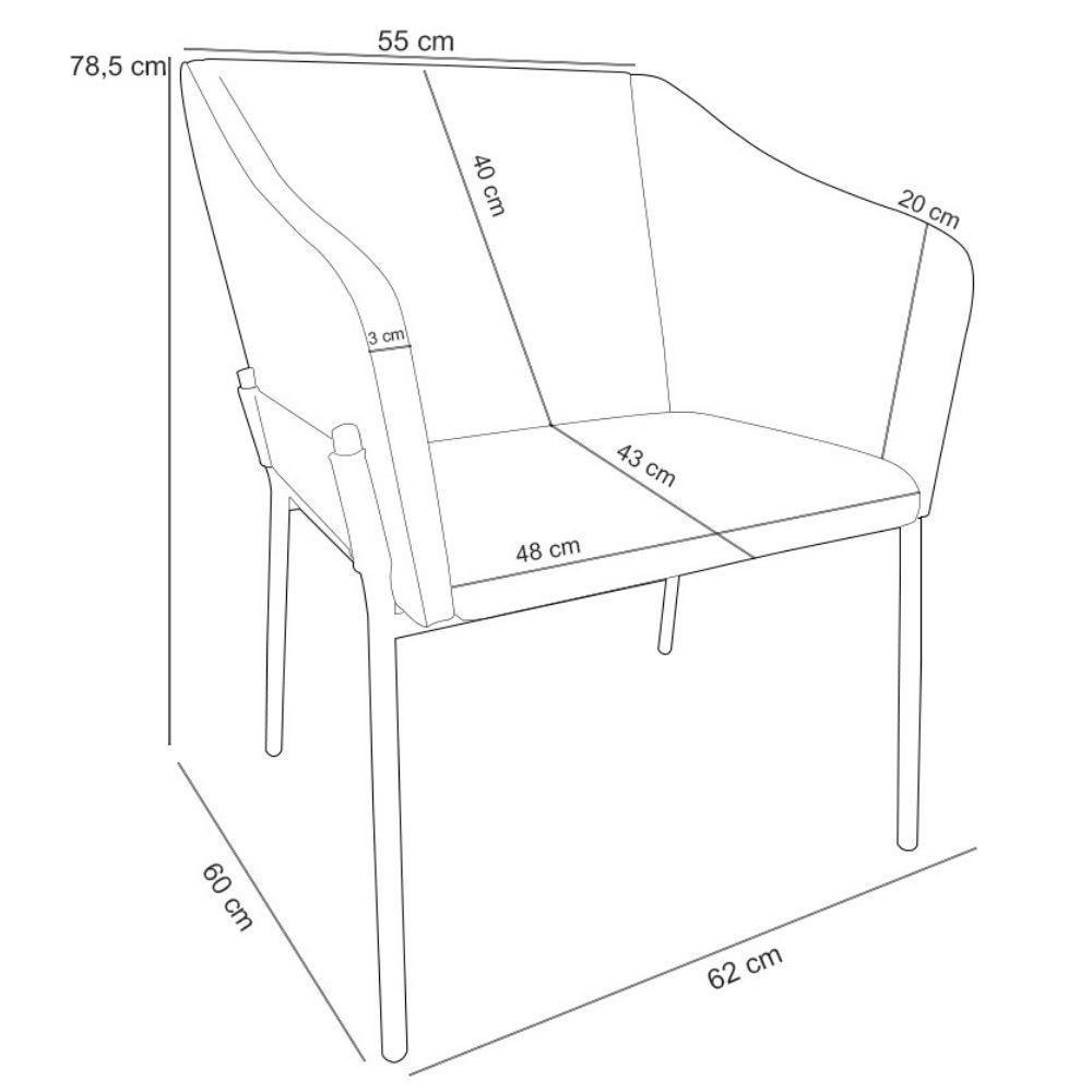 Kit 3 Cadeiras Para Sala De Jantar Estar Living Olívia L02 Linho Chumbo - Lyam Decor - 5