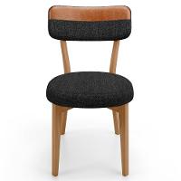 Kit 08 Cadeiras Decorativa Estofada Sala Base Madeira Roy L02 Couríssimo Camel Linho Chumbo - Lyam - 3