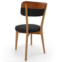 Kit 08 Cadeiras Decorativa Estofada Sala Base Madeira Roy L02 Couríssimo Camel Linho Chumbo - Lyam - 7