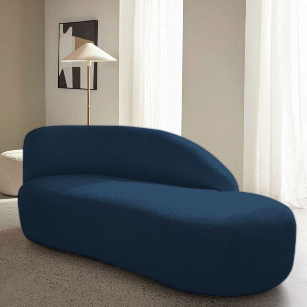 Divã Recamier Curvo Luna 140cm Lado Direito Suede - Adj Decor Cor Azul Marinho - 2