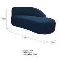 Divã Recamier Curvo Luna 140cm Lado Direito Suede - Adj Decor Cor Azul Marinho - 3