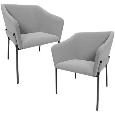 Kit 2 Cadeiras Para Sala De Jantar Estar Living Olívia L02 Bouclê Cinza - Lyam Decor