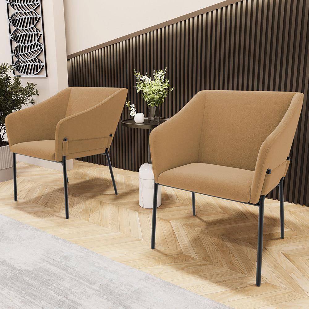 Cadeira Para Sala De Jantar Estar Living Olívia L02 Bouclê Mostarda - Lyam Decor - 2