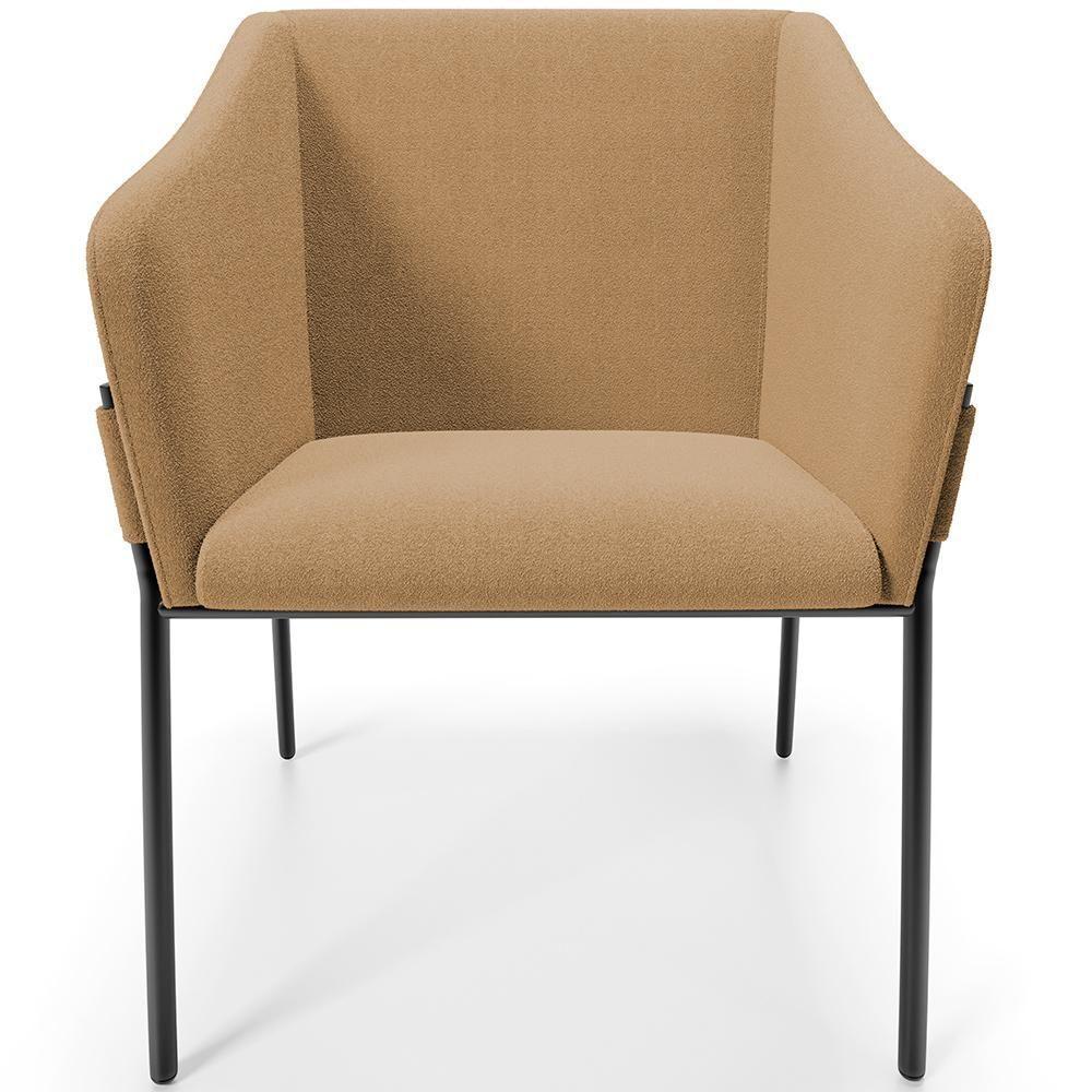 Cadeira Para Sala De Jantar Estar Living Olívia L02 Bouclê Mostarda - Lyam Decor - 3