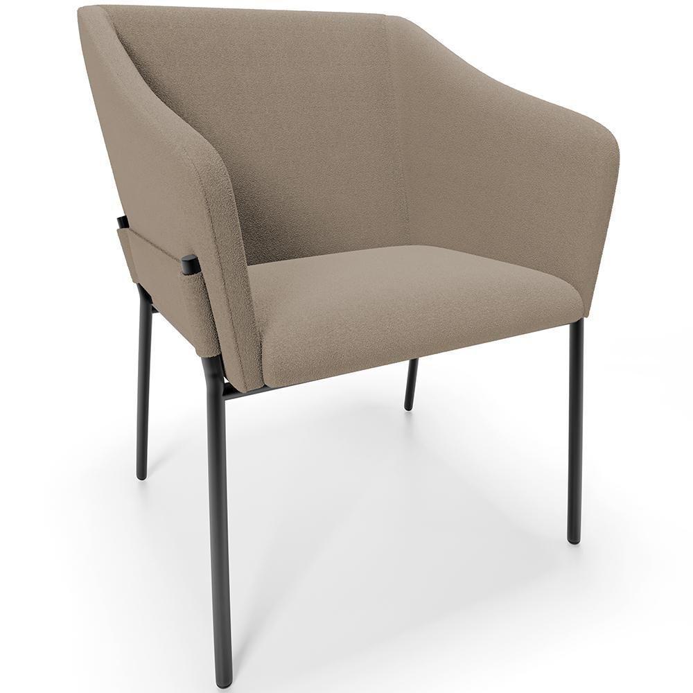 Cadeira Para Sala De Jantar Estar Living Olívia L02 Bouclê Bege - Lyam Decor - 1