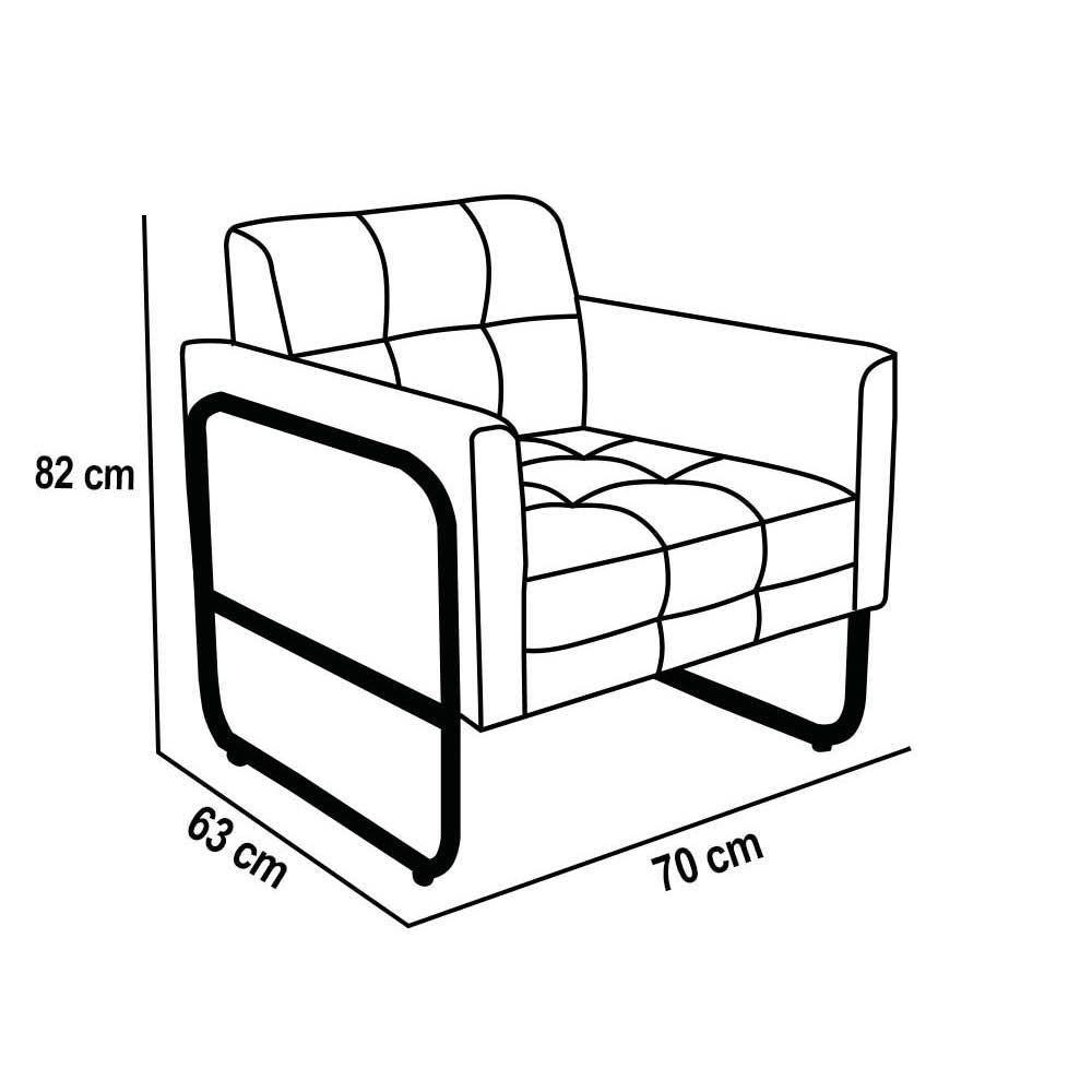 Poltrona Sala Industrial Alta Tubo Dourado Kit 2 Elisa Linho Cinza D03 - D'rossi - 4