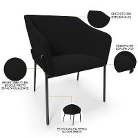Cadeira Para Sala De Jantar Estar Living Olívia L02 Bouclê Preto - Lyam Decor - 5