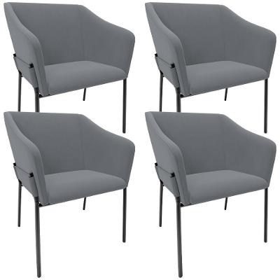 Kit 4 Cadeiras Para Sala De Jantar Estar Living Olívia L02 Suede Cinza - Lyam Decor