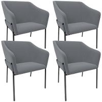 Kit 4 Cadeiras Para Sala De Jantar Estar Living Olívia L02 Suede Cinza - Lyam Decor - 1