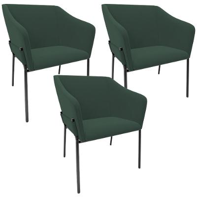 Kit 3 Cadeiras Para Sala De Jantar Estar Living Olívia L02 Suede Verde - Lyam Decor
