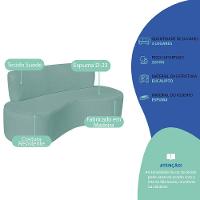 Sofá Curvo 3 Lugares Amsterdã 160cm Suede Cor Azul Tiffany - 5