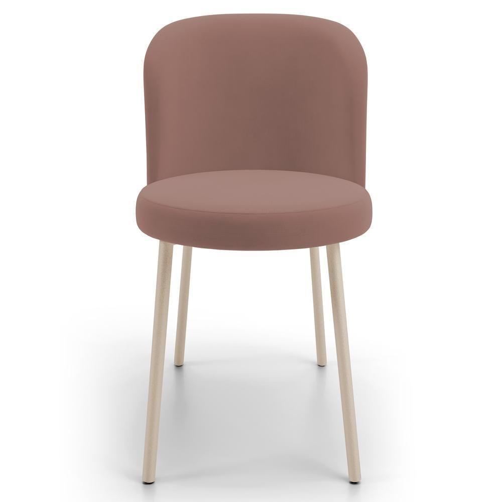 Kit 04 Cadeiras Para Sala De Jantar Cozinha Estofada Gavi Arena L02 Suede Rosê - Lyam Decor - 3