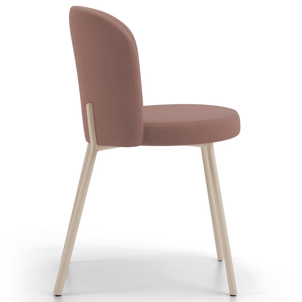Kit 04 Cadeiras Para Sala De Jantar Cozinha Estofada Gavi Arena L02 Suede Rosê - Lyam Decor - 6