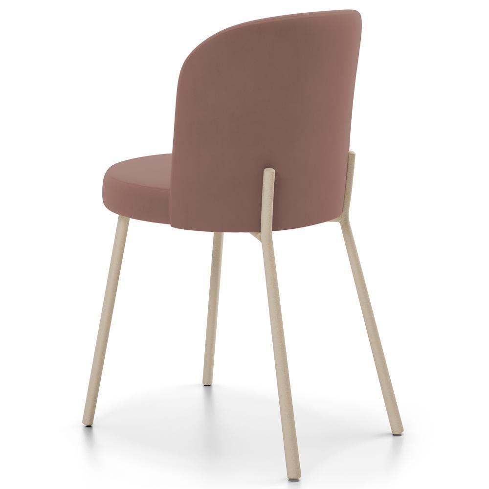 Kit 04 Cadeiras Para Sala De Jantar Cozinha Estofada Gavi Arena L02 Suede Rosê - Lyam Decor - 7