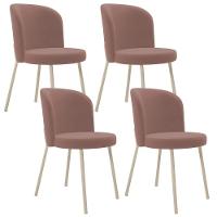 Kit 04 Cadeiras Para Sala De Jantar Cozinha Estofada Gavi Arena L02 Suede Rosê - Lyam Decor - 1