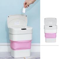 Lixeira Automática Inteligente Sensor Smart Cesto Retrátil à Prova D’água Viagem Camping Rosa - 3