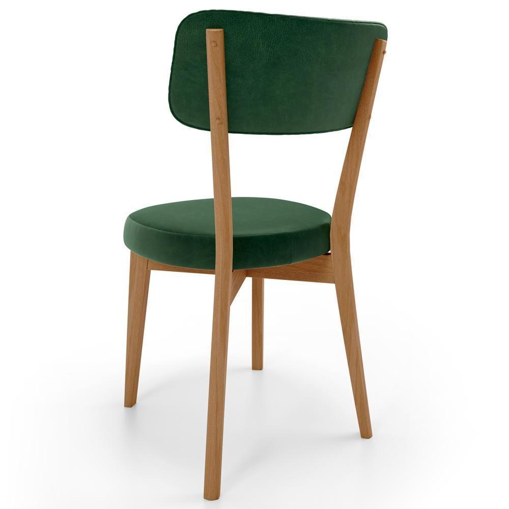 Kit 06 Cadeiras Decorativa Estofada Sala Jantar Base Madeira Roy L02 Couríssimo Verde Musgo - Lyam - 7