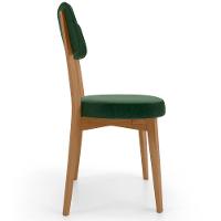 Kit 06 Cadeiras Decorativa Estofada Sala Jantar Base Madeira Roy L02 Couríssimo Verde Musgo - Lyam - 6