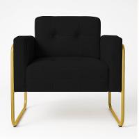 Poltrona Sala Industrial Alta Tubo Dourado Kit 2 Elisa Suede D03 - D'rossi Cor Preto