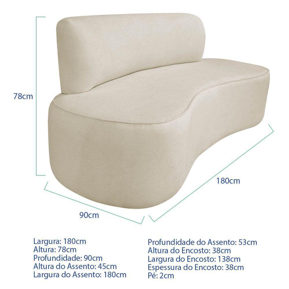Kit Recamier Curvo Amsterdã 180cm E 2 Poltronas Amore Luxo Bouclé Cor Bege - 3