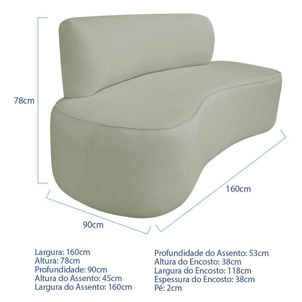 Kit Recamier Curvo Amsterdã 160cm E 2 Poltronas Amore Luxo Bouclé Cor Verde Oliva - 3