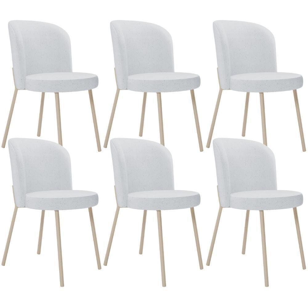 Kit 06 Cadeiras Para Sala De Jantar Cozinha Estofada Gavi Arena L02 Linho Cinza - Lyam Decor - 1