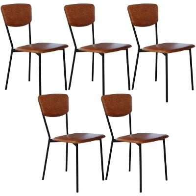 Kit 05 Cadeira Para Sala De Jantar Village Preto C01 Courino Caramelo - Lyam Decor