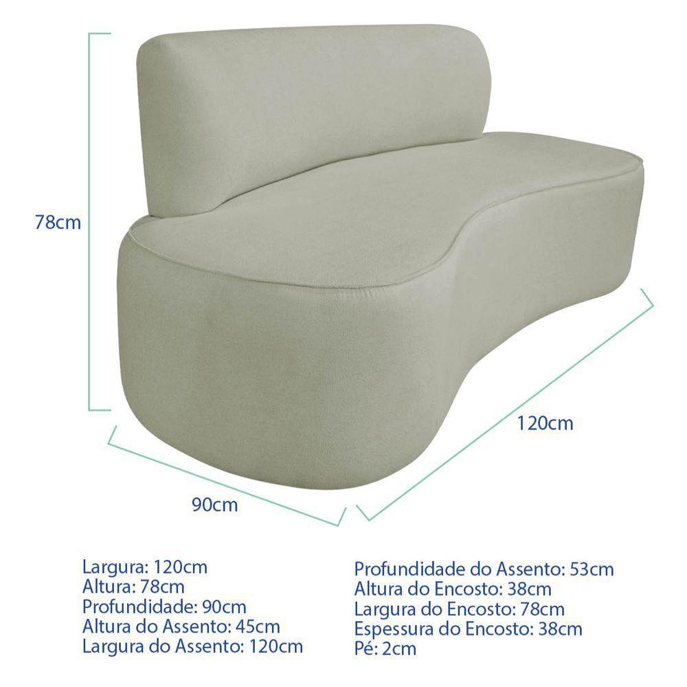 Kit Recamier Curvo Amsterdã 120cm E Poltrona Amore Luxo Bouclé Cor Verde Oliva - 3