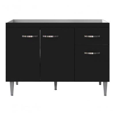 Balcão Gabinete Gabriela 120cm 03 Portas E 1 Gaveta - Ajl Móveis Cor Preto