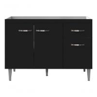 Balcão Gabinete Gabriela 120cm 03 Portas E 1 Gaveta - Ajl Móveis Cor Preto - 1