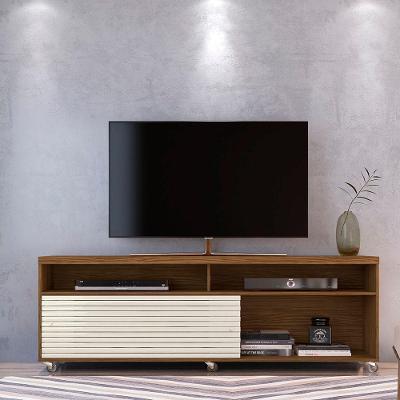 Rack Tv 75pol 182cm Bancada Para Sala Nerion M20 - D'rossi Naturale E Off White