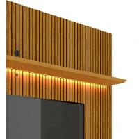 Rack Com Painel Requinte Retrô 2.2 Ripado 3d Com Led Requinte Naturale Com Off White - Gelius Móveis - 5