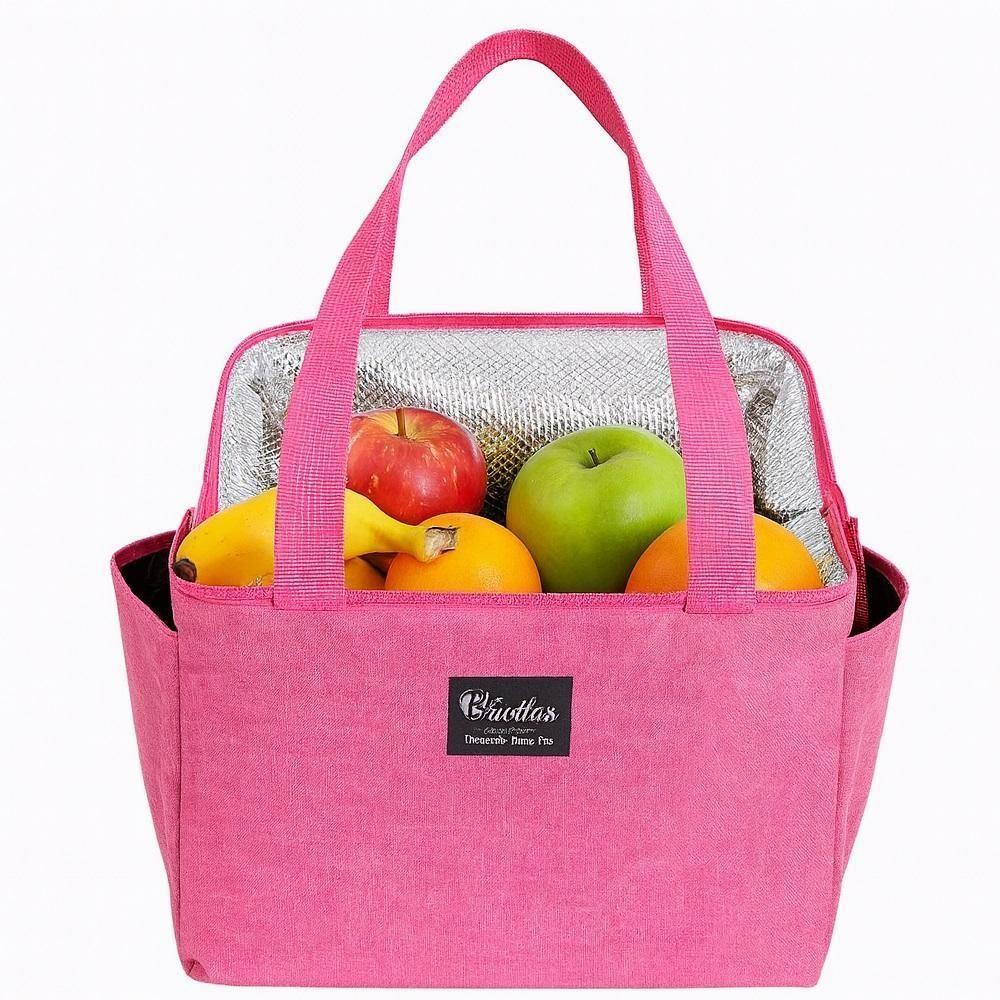 Bolsa Térmica Grande Academia Parque Piquenique Marmita Frutas Alça 2 Bolsos Multiuso Luxo Rosa - 1