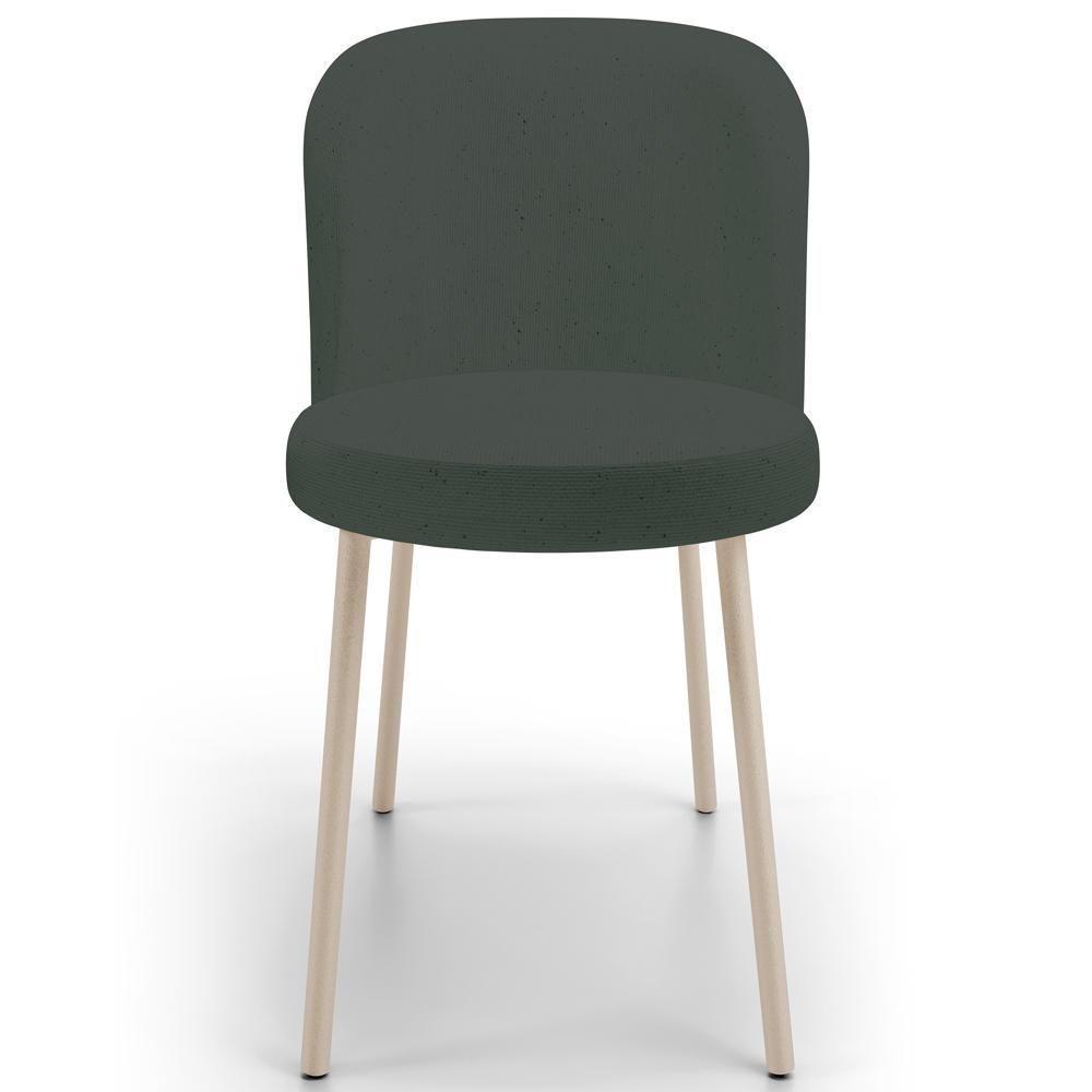 Kit 03 Cadeiras Para Sala De Jantar Cozinha Estofada Gavi Arena L02 Linho Verde Musgo - Lyam Decor - 3