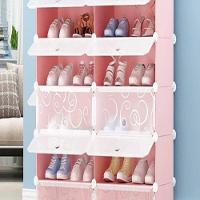 Sapateira Organizador 4 Portas Armario Guarda Roupa Brinquedos Portatil 4 Prateleiras Modular Infantil Adulto Praia Rosa