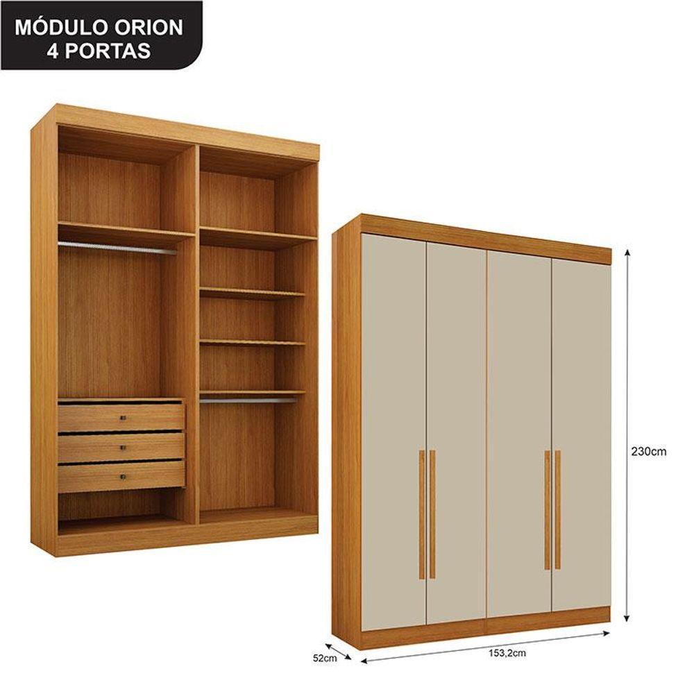 Quarto De Casal Modulado 11 Portas Orion Ambiente Cinamomo Off White - Leifer Móveis - 2