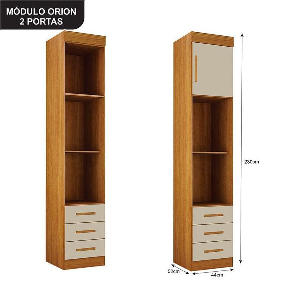 Quarto De Casal Modulado 11 Portas Orion Ambiente Cinamomo Off White - Leifer Móveis - 6