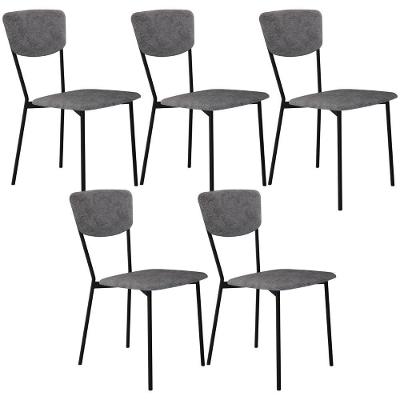 Kit 05 Cadeira Para Sala De Jantar Village Preto C01 Linho Prata - Lyam Decor