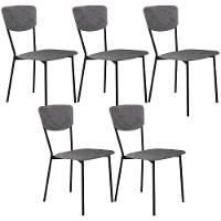 Kit 05 Cadeira Para Sala De Jantar Village Preto C01 Linho Prata - Lyam Decor - 1