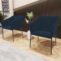 Kit 4 Cadeiras Para Sala De Jantar Estar Living Olívia L02 Suede Azul - Lyam Decor - 2