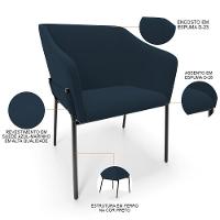 Kit 4 Cadeiras Para Sala De Jantar Estar Living Olívia L02 Suede Azul - Lyam Decor