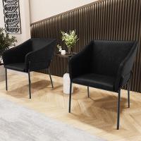 Kit 2 Cadeiras Para Sala De Jantar Estar Living Olívia L02 Couríssimo Preto - Lyam Decor - 2