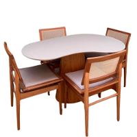 Mesa De Jantar Cone Orgânica Beca 160x90cm Madeira Freijó E Offwhite