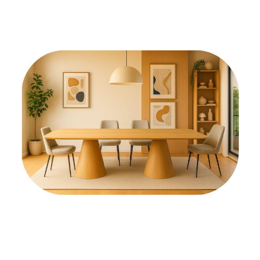 Mesa De Jantar Cone Retangular Vitta 198x122cm Base Fiberglass Laminada Em Freijo Tampo Freijó - 5