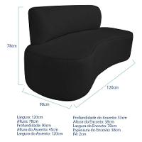 Kit Recamier Curvo Amsterdã 120cm E Poltrona Amore Luxo Bouclé Cor Preto - 3