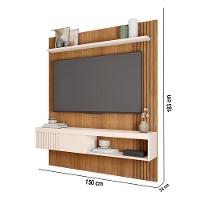 Painel Tv 55 Pol 150cm Bancada Suspensa Ripado Luana C01 - D'rossi Freijó-off White - 3