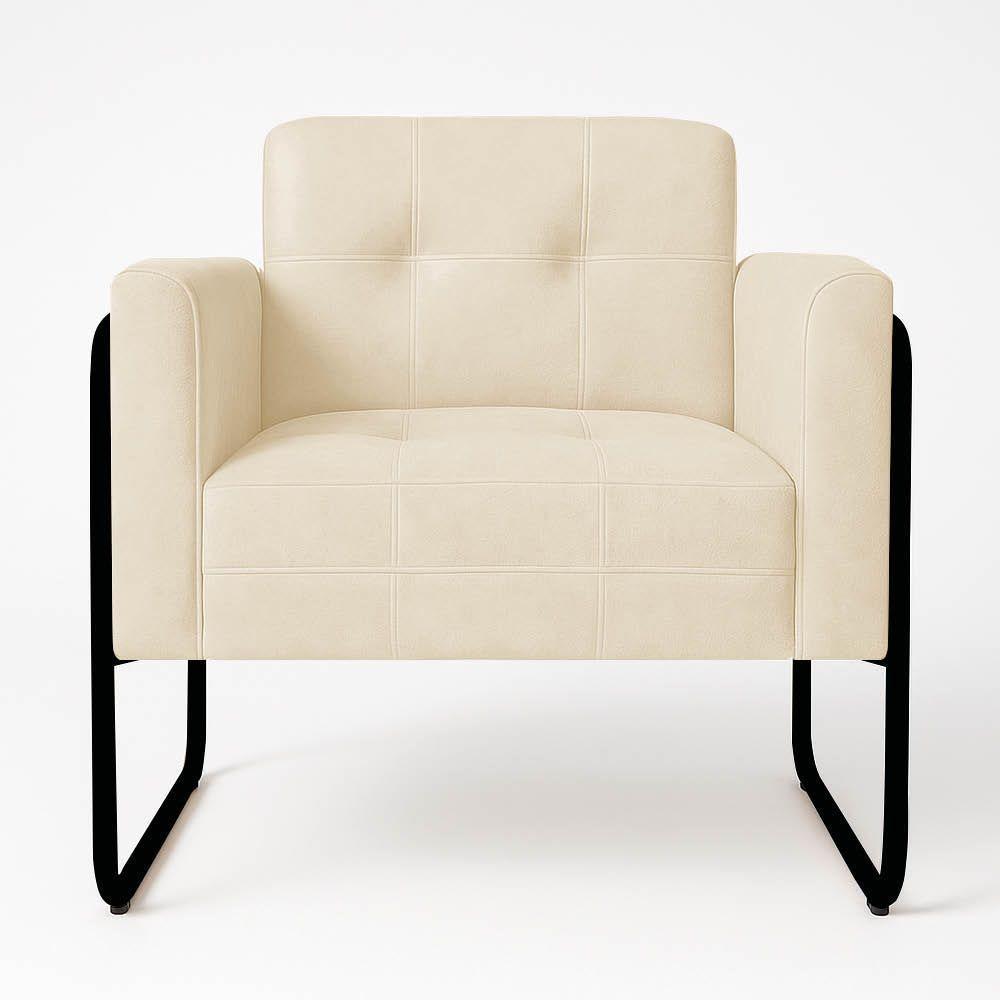 Poltrona Sala Industrial Alta Tubo Preto Elisa Veludo Bege D03 - D'rossi - 5