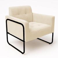 Poltrona Sala Industrial Alta Tubo Preto Elisa Veludo Bege D03 - D'rossi - 3